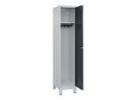 C+P Spind Classic PLUS, Füße, 1 Abteil, 1950x400x500mm, 7035/7016 Verschluss Zylinderschloss 4 Garderobenhaken ; C + P Möbelsysteme (080010-12|S10023)