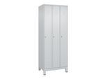 C+P Spind Classic PLUS, Füße, 3 Abteile, 1950x750x500mm, 7035/7035 Verschluss Zylinderschloss 3 Garderobenhaken ; C + P Möbelsysteme (080010-39|S10046)