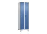 C+P Wäsche-Spind Classic PLUS, Füße, 2 Abteile, 1950x600x500mm, 7035/5023 Verschluss Sicherheits-Drehriegel ; C + P Möbelsysteme (080010-20B|S10005)