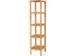 Xxxl Badezimmerregal , Naturfarben , Holz , Bambus , vollmassiv , 5 Fächer , 33x146x33 cm , Badezimmer, Badezimmerregale, Badregale