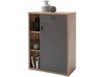 Xora Schuhschrank , Grau, Eichefarben , Metall , 3 Fächer , 1 Schubladen , 76x103x37 cm , Typenauswahl, Beimöbel erhältlich, stehend , Holzmöbel, Garderobe Holz, Schuhschränke Holz
