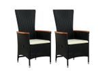 vidaXL Gartenstühle 2 Stk. mit Polstern Poly Rattan Schwarz