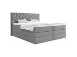 Mid.you Boxspringbett , Silberfarben , Holzwerkstoff , H2 + H3 , Höhe ca. 18 cm , 140x200 cm , Bettkasten, gepolstertes Kopfteil, Topper durchgehend, Wendematratze mit unterschiedlichen Härtegraden, Matratze geteilt , Schlafzimmer, Betten, Boxspringbetten