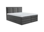 Mid.you Boxspringbett , Anthrazit , Textil , H2 + H3 , 7-Zonen , Höhe ca. 18 cm , 200x220 cm , Bettkasten, gepolstertes Kopfteil, Stoffauswahl, Topper durchgehend, Wendematratze mit unterschiedlichen Härtegraden, in verschiedenen Größen erhältlich , Schlafzimmer, Betten, Boxspringbetten