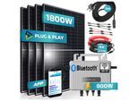 SUNNIVA® 1800W Balkonkraftwerk 800W komplett Steckdose - Ecoflow Stream 800W Wechselrichter - PV Solaranlage Komplettset - 4x 450W (1800W) Solarmodule - inkl. 5m Kabel - Bluetooth, WIFI