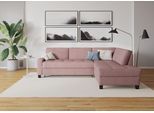 Ecksofa DOMO COLLECTION "Florentina zeitlos und elegant, Sitznähte als Designelement, L-Form", lila (beere), B:243cm H:84cm T:209cm, Struktur fein (100% Polyester);Luxus-Microfaser (100% Polyester);Luxus-Microfaser in Chenille-Optik (100% Polyester);Microvelour (100% Polyester);Webstoff (100% Polyester), Sofas, Ecksofa, wahlweise mit Bettfunktion, mit Kontrastnaht, Komfortsitzhöhe 47cm