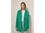 Longblazer CECIL, Damen, Gr. L (42), grün (malachite grün), Stoff, 72% Viskose, 24% Polyamid, 4% Elasthan, Strukturmuster, normal hüftbedeckend, V-Ausschnitt, Bündchen, Blazer Longblazer, mit Reverskragen