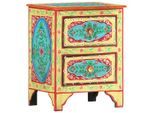 vidaXL Handbemalter Nachttisch 40×30×50 cm Mango Massivholz