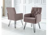 Sessel EXXPO - SOFA FASHION "Doppio, Loungesessel mit Designuntergestell, bequem und elegant", grau (taupe), B:61cm H:89cm T:67cm, Sessel, Sessel, aufwendige Rückenverarbeitung, Breite 61 cm