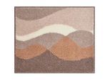 Grund Bidet-Vorleger , Taupe , Textil , Wellen , rechteckig , 55x65 cm , Oeko-Tex® Standard 100, Made in Europe , rutschfest , Heimtextilien, Badtextilien, Badematten
