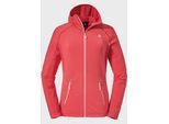 Fleecejacke SCHÖFFEL "Fleece Hoody Monte Sart L", Damen, Gr. 42, rot (2003, rot), Oberstoff : 91% Polyester 9% Elasthan, regular fit, hoch geschlossener Ausschnitt, Jacken Fleecejacke