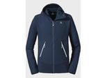 Fleecejacke SCHÖFFEL "Fleece Hoody Monte Sart M", Damen, Gr. 48, blau (8180, blau), Oberstoff : 91% Polyester 9% Elasthan, regular fit, hoch geschlossener Ausschnitt, Jacken Fleecejacke