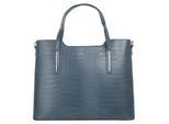 Henkeltasche CLUTY, Damen, Gr. B/H/T: 37cm x 29cm x 16cm onesize, blau, Leder, Reptilienprägung, Taschen, echt Leder, Made in Italy