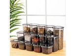P & B Vorratsdosenset , Anthrazit , Kunststoff , 15-teilig , 0,55 l , 10x10x9.5 cm , auslaufsicher, lebensmittelecht, mikrowellengeeignet, stapelbar, wasserdicht , Küchenzubehör, Vorratsbehälter, Vorratsdosen