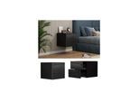 Vicco Nachtschrank Sofie 49,6 x 45 cm, Schwarz Hochglanz, 2 Schubladen