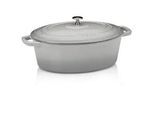 Kela Bräter , Hellgrau , Metall , 6 l , oval , 26x12x33 cm , Deckel hitzebeständig , Kochgeschirr, Töpfe, Bräter