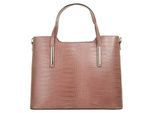 Henkeltasche CLUTY, Damen, Gr. B/H/T: 37cm x 29cm x 16cm onesize, rosa (alt, rosa), Leder, Reptilienprägung, Taschen, echt Leder, Made in Italy