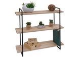 Wandregal MCW-K78, Hängeregal Schweberegal, 3 Regalböden Massiv-Holz Industrial 60x60x18cm ~ natur, Metall schwarz