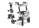 Juskys Rollator Vital faltbar, leicht & höhenverstellbar aus Aluminium bis 130 kg mit Sitz Grau