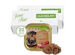 Lyra Pet Lecker.Pet Gino's Feine Paté Reich an Rind Hundefutter Nassfutter Vollnahrung 22x150 g