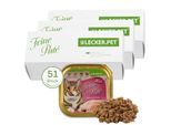 Lyra Pet Lecker.Pet Leo's Feine Paté Reich an Huhn Katzenfutter Nassfutter Vollnahrung 51x100 g
