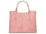 Henkeltasche CLUTY, Damen, Gr. B/H/T: 37cm x 29cm x 16cm onesize, rosa, Leder, Reptilienprägung, Taschen, echt Leder, Made in Italy