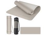EliteAthlete® Yogamatte - Sportmatte - Fitnessmatte - Gymnastikmatte gepolstert & rutschfest für Fitness, Pilates - Yoga Matte - 183 cm x 61 cm x 0.6 cm - Trainingsmatte inkl. Transportgurt + Tasche - Spring - Cappuccino