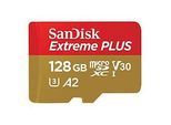 SanDisk Extreme PLUS - Flash-Speicherkarte (microSDXC-an-SD-Adapter inbegriffen) - 128 GB - A2 / Video Class V30 / UHS-I U3 / Class10 - microSDXC UHS-I