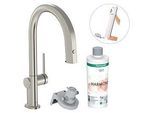 hansgrohe Aqittura M91 Küchenarmatur 76800800 mit Ausziehauslauf, 1jet, sBox, Starter Set, Edelstahl Finish