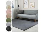 Fellteppich LUXOR LIVING "Novara", grau (grafit), B:160cm H:30mm L:230cm, Kunstfaser, Teppiche, Fellteppich, Kunstfell, Kaninchenfell-Haptik, besonders weicher Hochflor