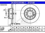 ATE Bremsensatz, Scheibenbremse 142042730 Hinterachse voll 255mm 12mm für VAG Skoda