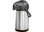 ESMEYER Stream Pumpkanne 1,9 L, doppelwandiger Edelstahl, Pumpsystem mit Silikonring, 360° Drehfunktion, Ø150 × H330 mm
