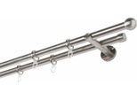 Gardinenstange GARESA "Formentor", silber (edelstahlfarben), L:350cm Ø:20mm, Metall, Gardinenstangen, Vorhanggarnitur, verlängerbar, Kugel, edelstahl optik, mit Ringe