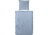Bettwäsche PRIMERA "Uni Luxus-Satin in Gr. 135x200, 155x220 oder 200x200 cm", blau (rauchblau), B/L: 200cm x 200cm, 2 St., Satin, B/L: 80cm x 80cm, Satin, Obermaterial: 100% Baumwolle, Bettwäsche, Bettwäsche aus Baumwolle, unifarbene Bettwäsche mit Reißverschluss