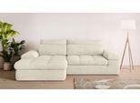 Ecksofa HOME AFFAIRE "ALVERIE mit Recamiere, moderne Steppung, Maße: B/T/H 274/203/106 cm", beige (creme), B:274cm H:106cm T:203cm, 83% Polyester, 17% Nylon, Sofas, Ecksofa, L-Form mit Wellenunterfederung, mit 4 Rückenkissen, pflegeleicht Stoff