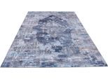 Teppich GINO FALCONE "Cecilia 068" Gr. 2, blau, B:90cm H:3mm L:160cm, Kunstfaser, Teppiche, Teppich, Flachgewebe, bedruckt, Vintage Design