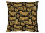 Dekokissen APELT "Comic" Gr. 1, schwarz (schwarz, kupferfarben, gemustert), B:65cm H:5cm L:65cm, Polyester, Dekokissen_Sitzkissen_Kissenhüllen, Kissenhülle mit Füllung, 1 Stück