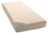 Spannbettlaken ELEGANTE "Uni Zwirn-Jersey", beige (sand), 1 Stk., Mako-Jersey, 180-200x200-220 28cm, Mako-Jersey, Obermaterial: 97% Baumwolle, 3% Elasthan, Bettlaken, Spannbettlaken, aus hochwertigem Garn