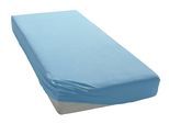Spannbettlaken BELLANA "Jersey-Lyocell", blau (mittelblau), 1 Stk., Jersey-Elasthan, 100x200 100x210 100x220 110x200 110x210 110x220 120x200 120x210 120x220 90x200 90x210 90x220 30cm, Jersey-Elasthan, Obermaterial: 48% Baumwolle, 48% Lyocell, 4% Elasthan, Bettlaken, Spannbettlaken, temperaturausgleichend und faltenfrei