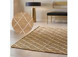 Teppich HANSE HOME "Kunu Juteteppich", braun (natur gold weiß), B:160cm H:10mm L:230cm, Jute, Teppiche, Teppich, Naturfasern, Jute mit Baumwolle, Wohnzimmer, Diele, Flur, Boho, Skandi
