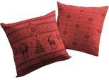 Dekokissen WIRTH "Romo" Gr. 1, rot (rot, gemustert), B:40cm L:40cm, Baumwolle, Polyester, Dekokissen_Sitzkissen_Kissenhüllen, Kissenhülle ohne Füllung, 2 Stück
