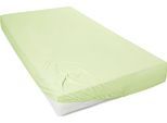 Spannbettlaken PRIMERA "Mako-Feinjersey Spannbetttuch", grün (hellgrün), L:200cm, Mako-Jersey, Obermaterial: 100% Baumwolle, Bettlaken, Spannbettlaken, Geeignet für Standardmatratzen bis 22 cm, 100% Baumwolle