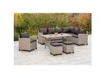 Gardenson Loungegarnitur , Naturfarben , Metall, Kunststoff, Textil , 18-teilig , Füllung: Schaumstoff,Schaumstoff , seitenverkehrt montierbar , eckig , 239x170 cm , Gartenmöbel, Loungemöbel, Loungegarnituren