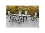 Gardenson Gartentisch , Graphitfarben, Grau , Metall, Glas , rechteckig , eckig , 110x75x200-300 cm , ausziehbar , Gartenmöbel, Gartentische, Gartentische ausziehbar