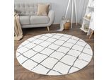 Paco Home Teppich »Luton 663«, rund, 12 mm Höhe, Kurzflor, Rauten Muster, Scandi Design, Wohnzimmer, Esszimmer