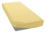 Spannbettlaken BELLANA "Jersey-Elasthan Aqua in Gr. 90x200, 140x200 oder 180x200 cm", beige (weizen), B:140-160cm L:200-220cm, Jersey, Obermaterial: 97% Baumwolle, 3% Elasthan, Laken, aus Baumwolle, für Matratzen bis 35 cm Höhe, Bettlaken, Spannbetttuch