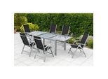 Gardenson Gartentisch , Grau, Silberfarben , Metall, Glas , rechteckig , eckig , 100x75x180-250 cm , ausziehbar , Gartenmöbel, Gartentische, Gartentische ausziehbar