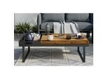 Ambia Garden Loungetisch , Schwarz, Akaziefarben , Holz, Metall , Akazie , massiv , rechteckig , 105x32x70 cm , Gartenmöbel, Gartentische