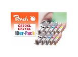 Peach 10er-Pack Tintenpatronen, XL-Ergiebigkeit, kompatibel zu Canon PGI-570XL, CLI-571XL