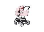 Chipolino Kombikinderwagen 2 in 1 Vista Wickeltasche, Fußabdeckung, Korb, Gurt rosa